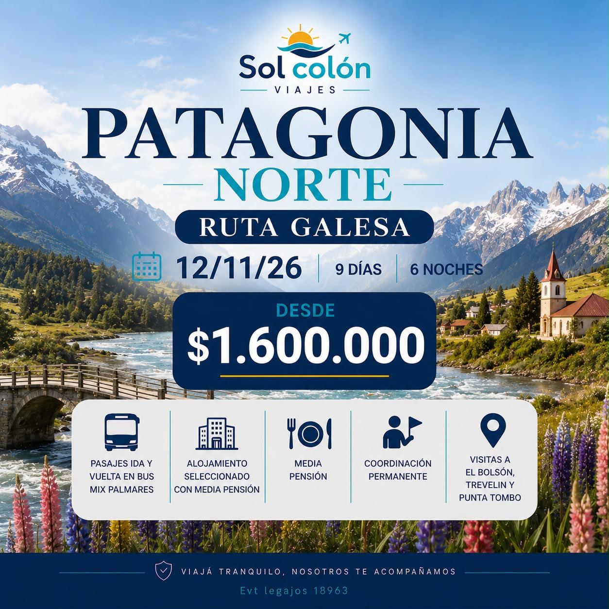 PATAGONIA NORTE- RUTA GALESA- 12/11/2026
